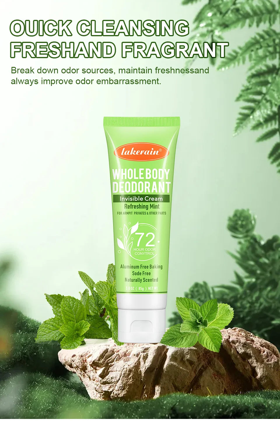 Invisible Body Deodorant Cream 72 Hour Odor Control