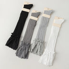 Polyester Spandex Floral Lace Hollow Knit Mid Tube Casual Socks