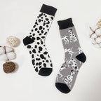 Cotton Blend Spotted Dog Print Unisex Mid Calf Crew Socks