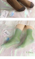 Cotton Blend Glitter Knit Women Casual Crew Socks