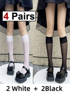 4 Pairs Nylon Elastane Mid Tube Casual Socks