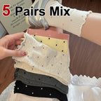 Polyester Spandex Polka Dot Mid Tube Casual Socks
