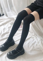 Nylon Polyester Knee High Stockings Solid Color