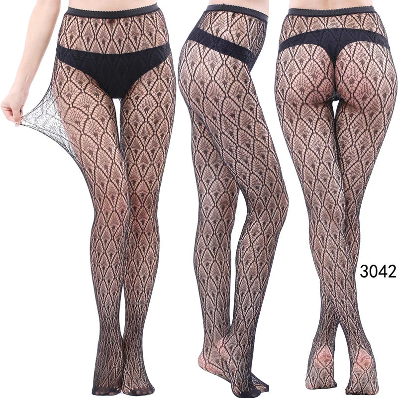 Nylon Spandex Jacquard Patterned Fishnet Pantyhose Tights