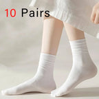 10 Pairs Women Polyester Elastane Mid Length Casual Dress Socks