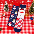 Cotton Blend Snowman Pattern Mid Calf Socks