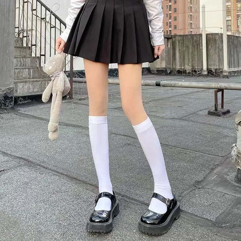 Nylon Lace Bowknot Knee High Socks - 12