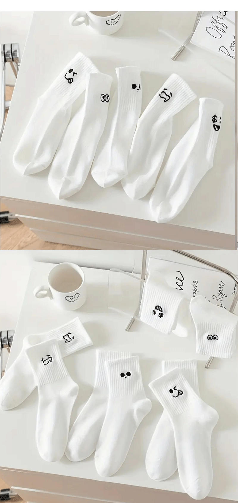 Polyester Blend Cartoon Pattern Mid Tube Socks - 10