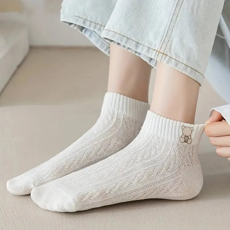 Polyester Elastane Cartoon Print Low Tube Casual Ankle Socks
