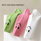 Smiling Face Nylon Polyester Knit Crew Socks