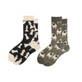 Polyester Blend Crew Socks Dog and Chess Pattern