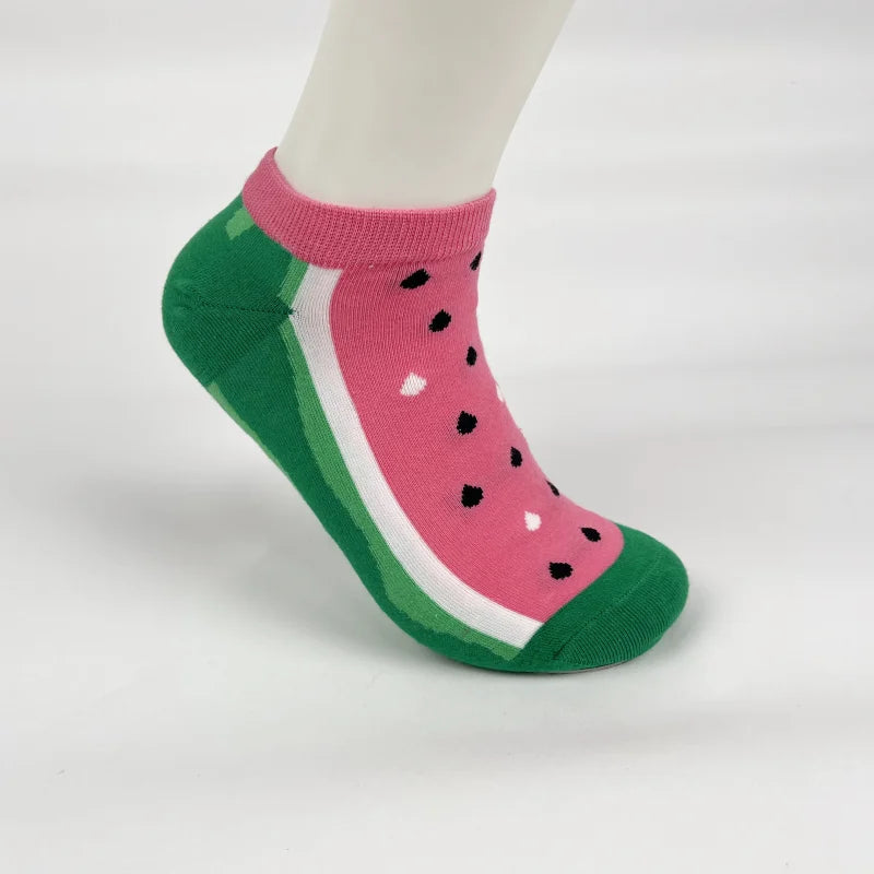 Cotton Blend Watermelon Print Low Cut Ankle Socks