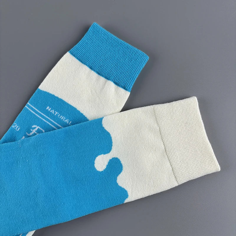 Cotton Blend Milk Cow Print Mid Calf Socks