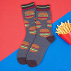Cotton Blend Mid Calf Burger Print Unisex Socks