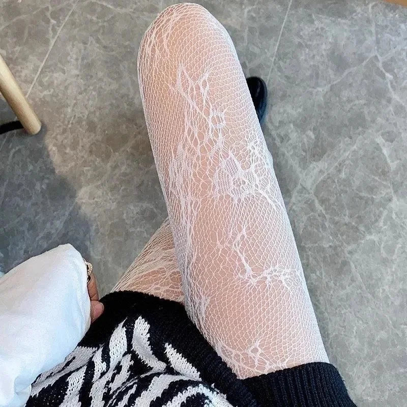 Floral Pattern Nylon Fishnet Pantyhose Tights - 25