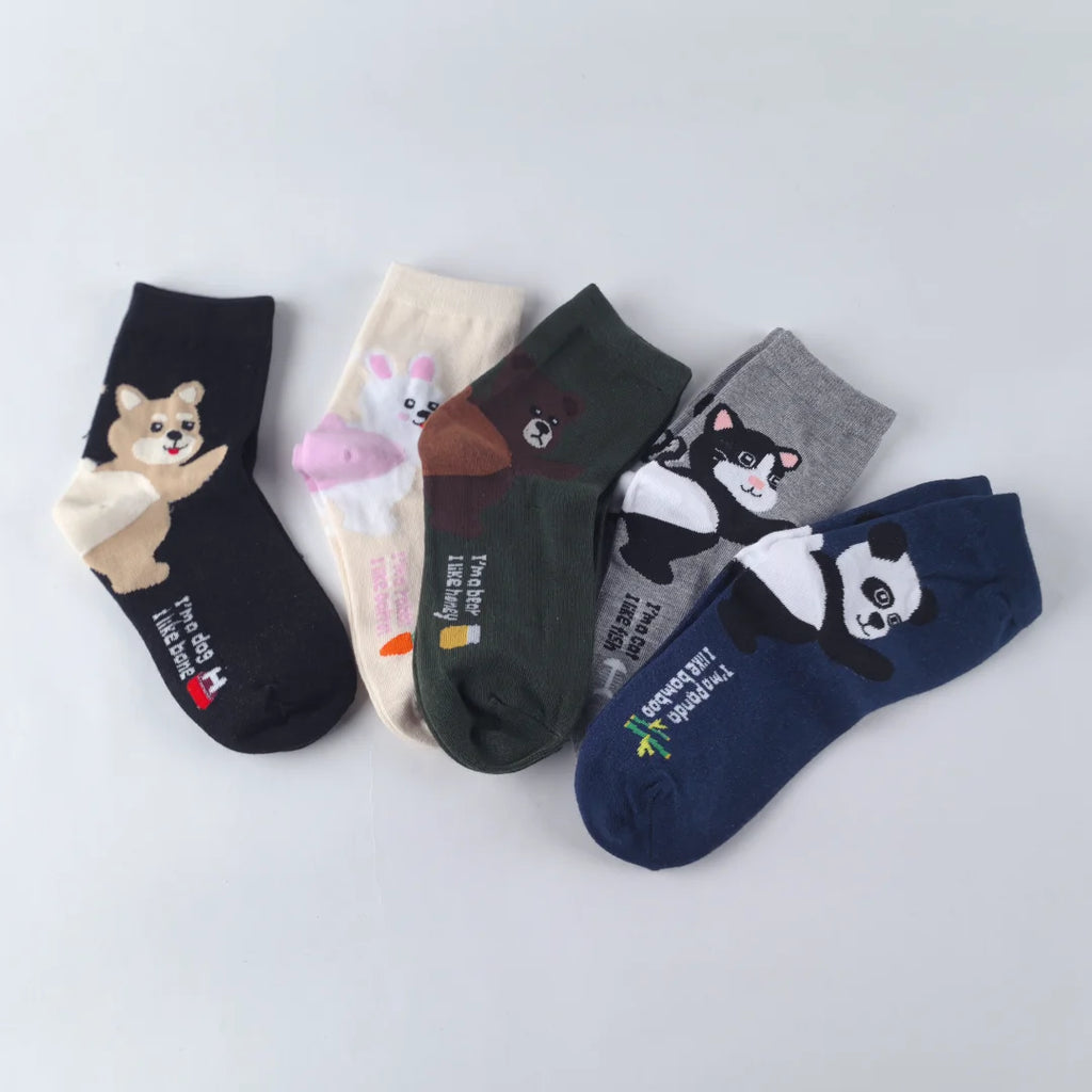 Polyester Elastane Cartoon Animal Print Casual Socks Set