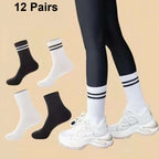 Polyester Spandex Striped Mid Length Casual Socks for Women