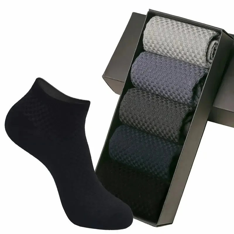 Bamboo Fiber Low Cut Ankle Socks Five Pair Set - 2