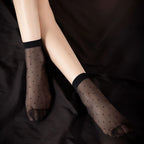 Polyester Elastane Polka Dot Sheer Dress Socks Five Pairs