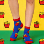 Cotton Blend French Fries Print Casual Socks