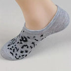 Leopard Print Polyester Blend Low Cut Casual Boat Socks