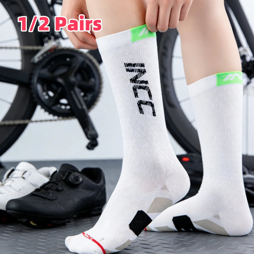 Polyester Nylon Elastane Athletic Cycling Knee High Socks