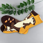 Cotton Blend Otter Pattern Crew Socks
