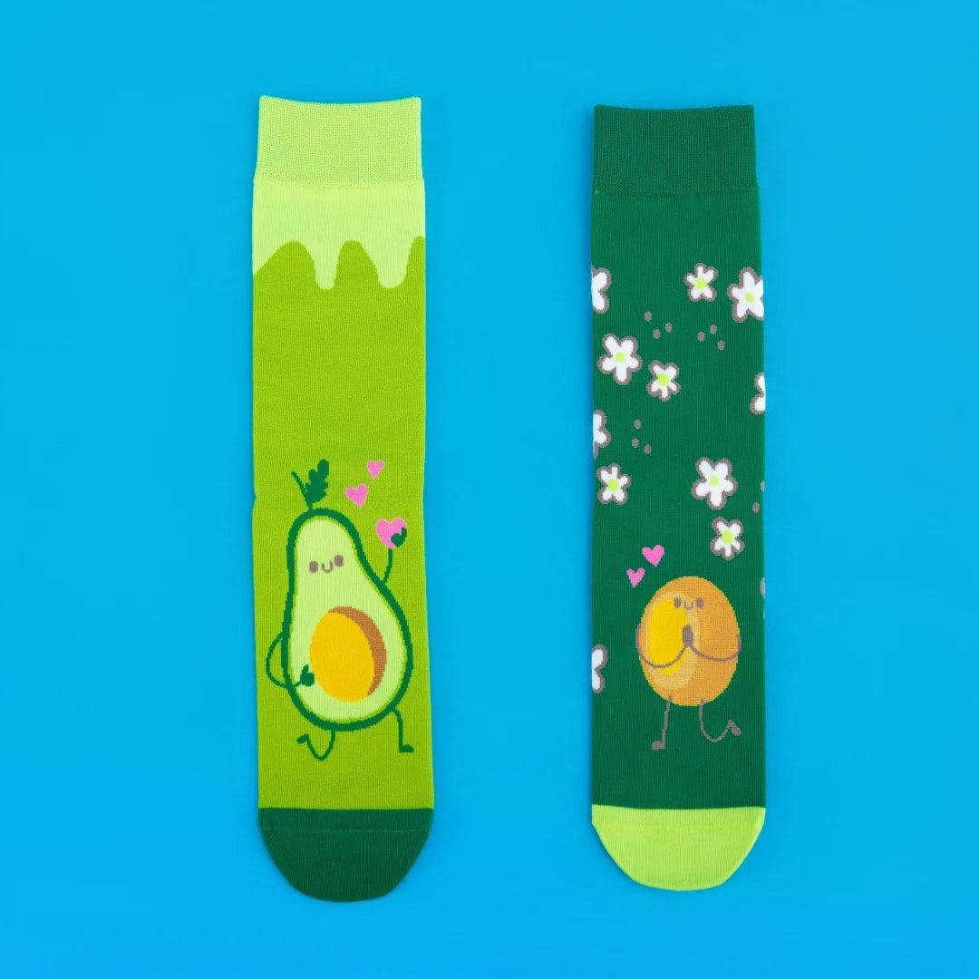 Cotton Blend Avocado Print Womens Mid Calf Socks