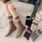 Polyester Elastane Striped Mid Tube Casual Socks