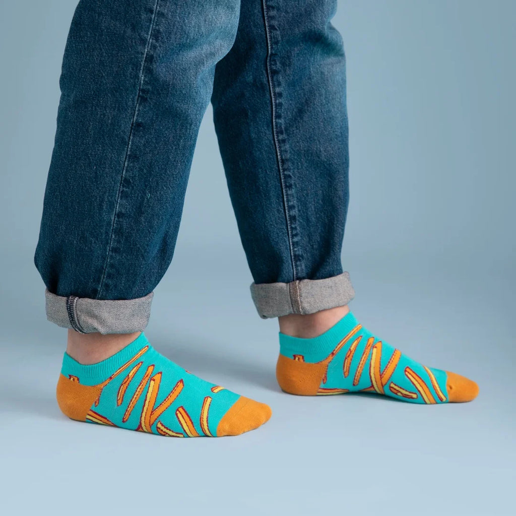 Cotton Blend French Fry Print Unisex Low Cut Socks