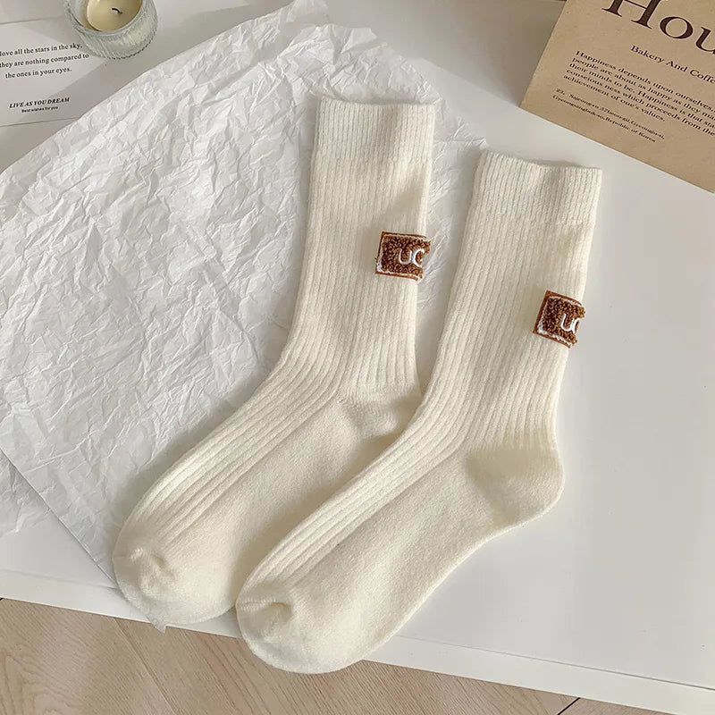 Thickened Polyester Mid Calf Knit Socks - 16