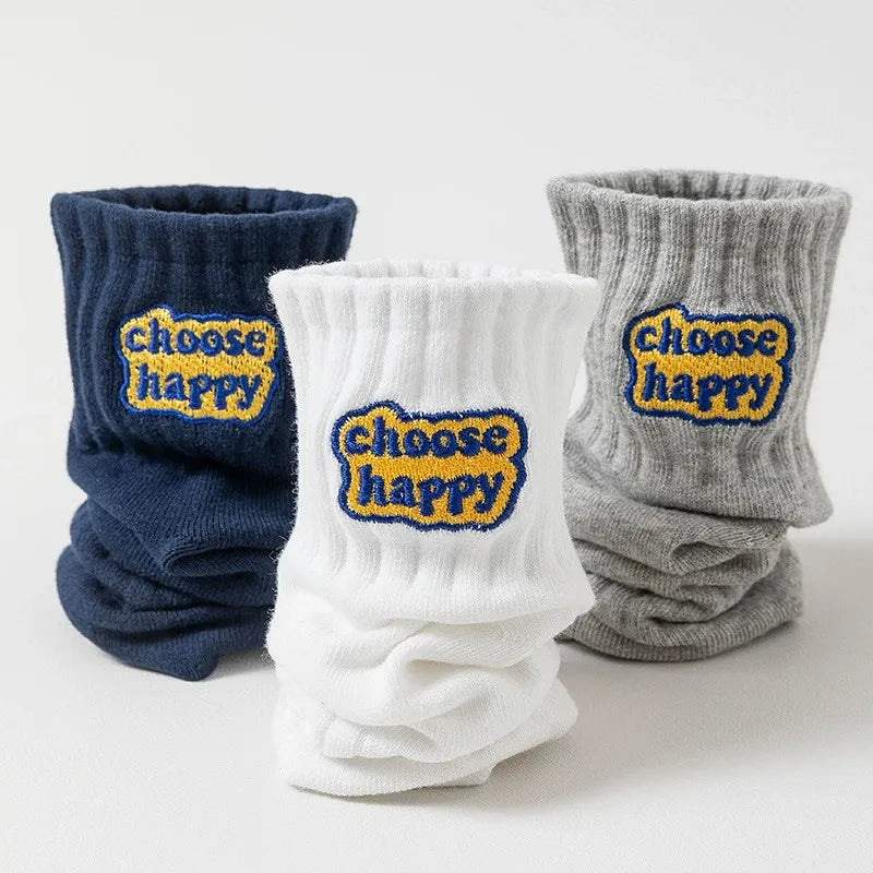 Polyester Blend Printed Letter Casual Crew Socks - 2