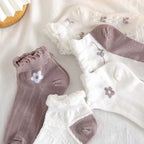 Polyester Blend Floral Pattern Casual Low Tube Socks