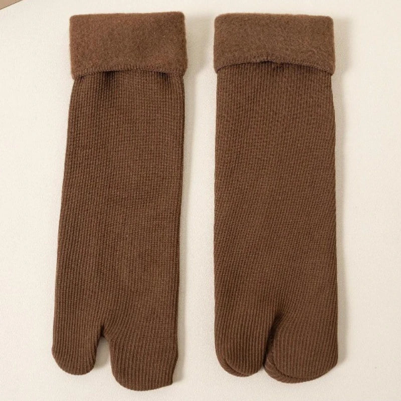 Thick Knit Two Toed Thermal Socks Mid Calf