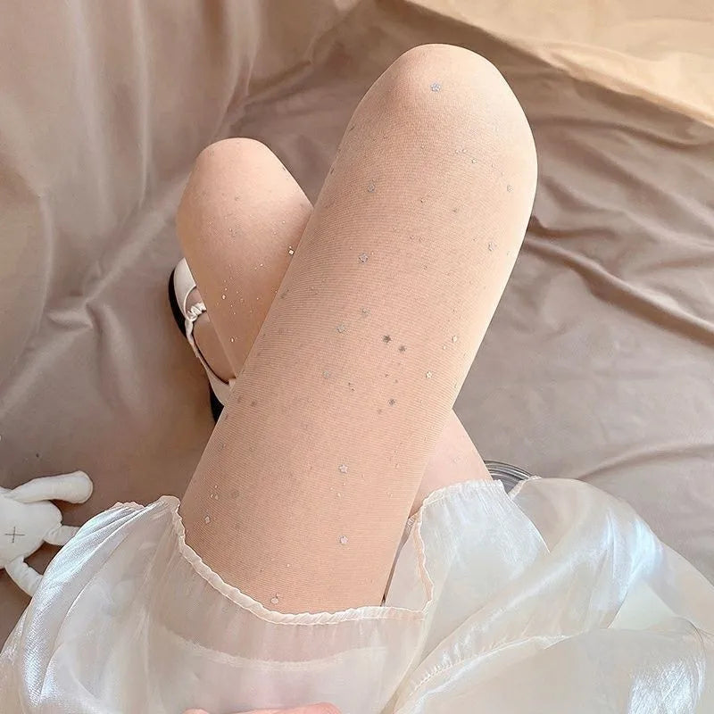 Polyester Elastane Sequin Sheer Pantyhose