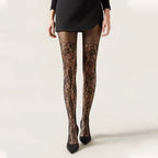 Floral Lace Fishnet Pantyhose High Waist Mesh Stockings
