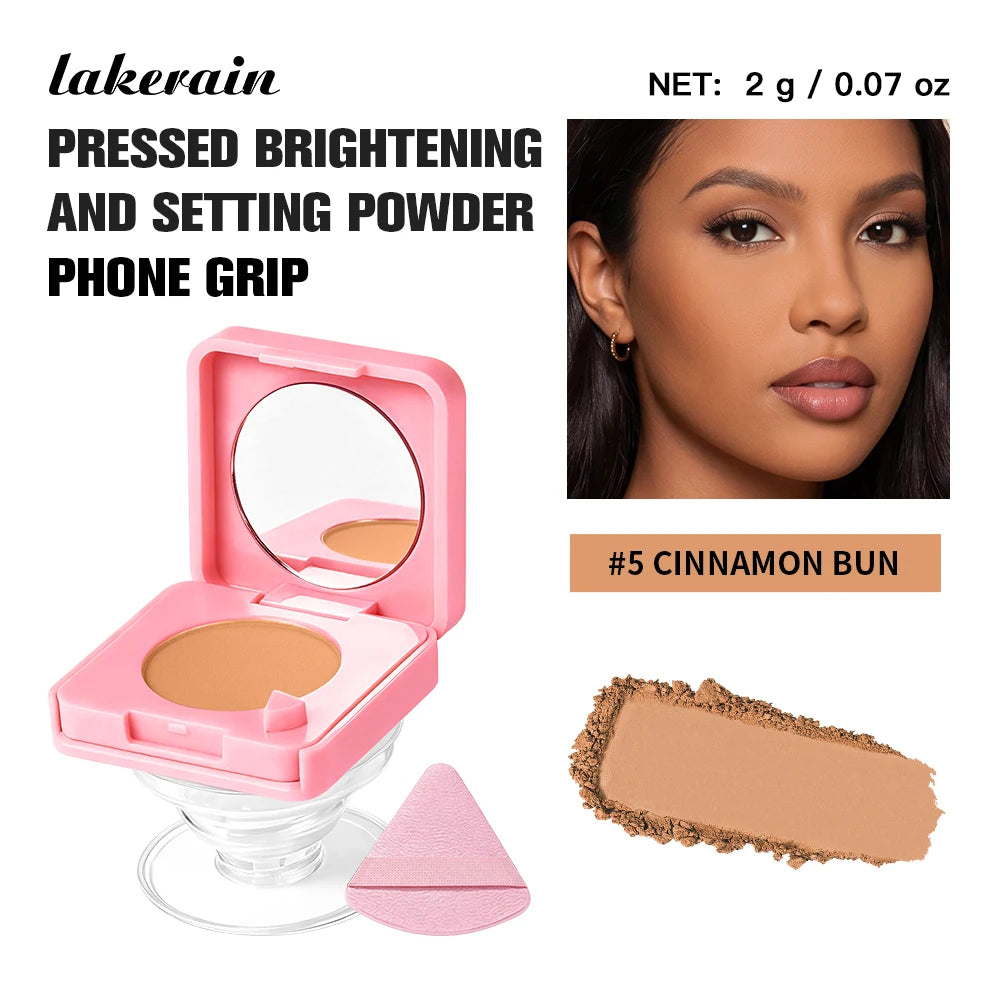 Pressed Powder Face Setting Compact With Integrated Phone Grip