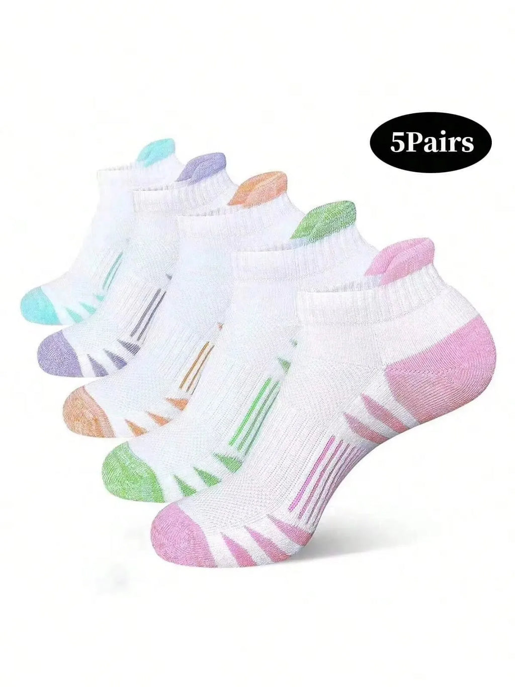 5 Pairs Polyester Spandex Low Tube Ankle Socks