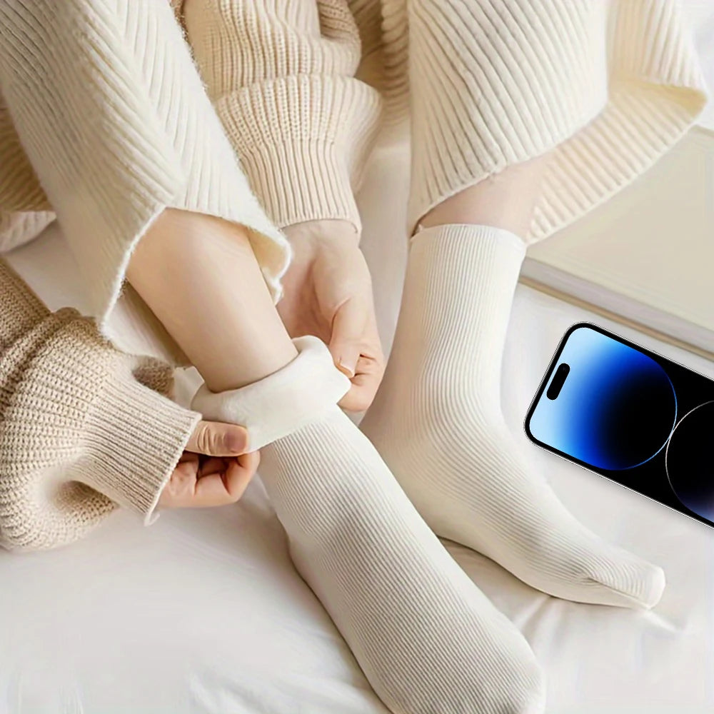 Thickened Thermal Women Socks Polyester Spandex Blend