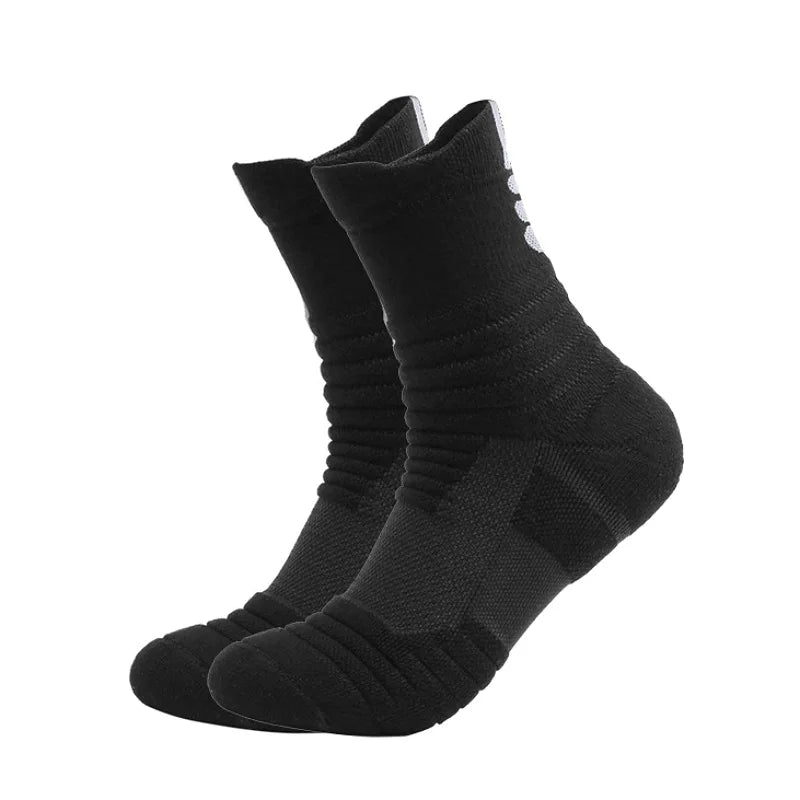 Polyester Elastane Cushioned Athletic Crew Socks - 5