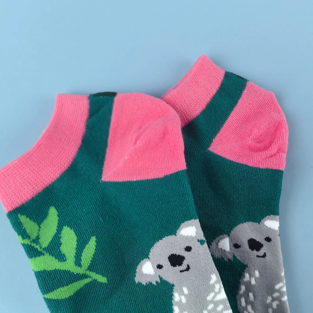 Cotton Blend Koala Pattern Ankle Socks - 5