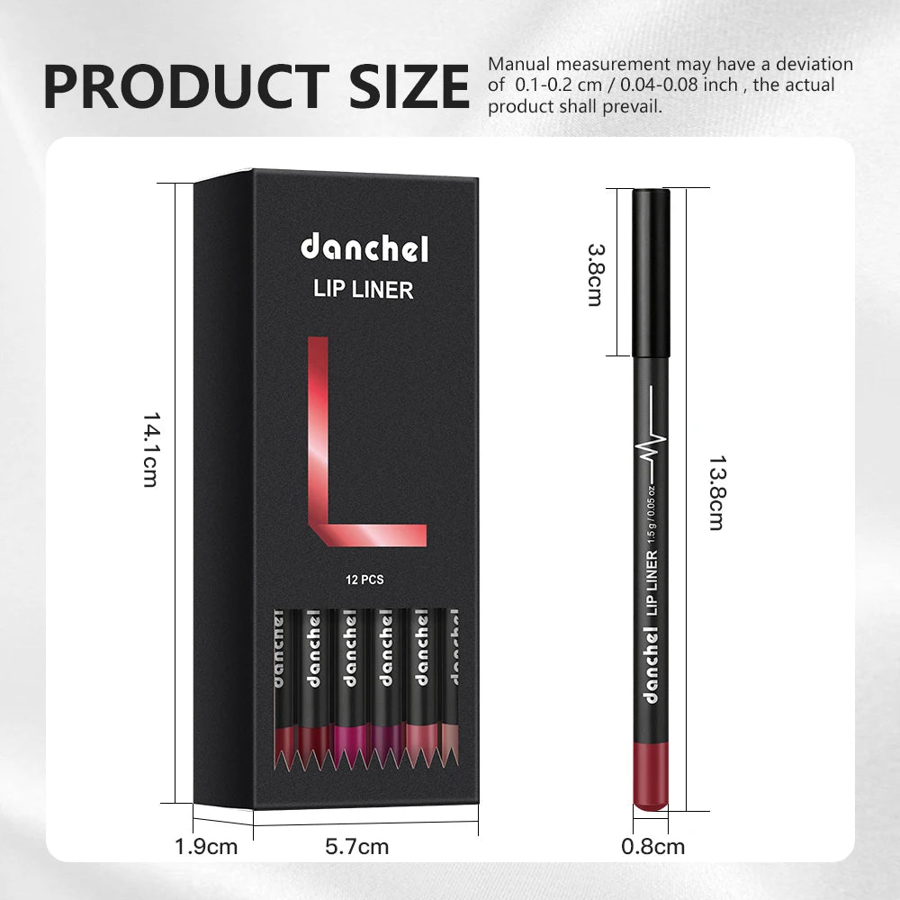 12 Piece Waterproof Matte Lip Liner Pencil Set