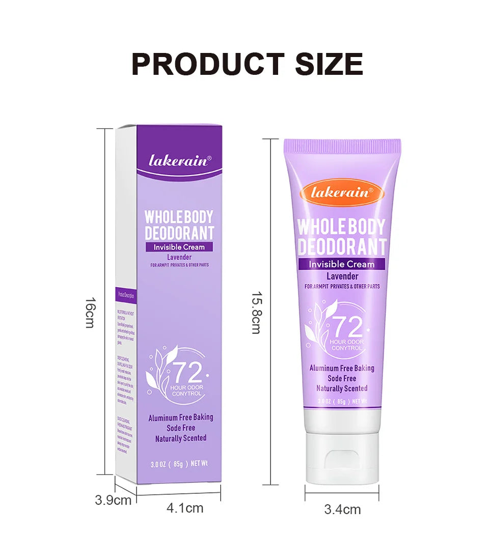Invisible Body Deodorant Cream 72 Hour Odor Control