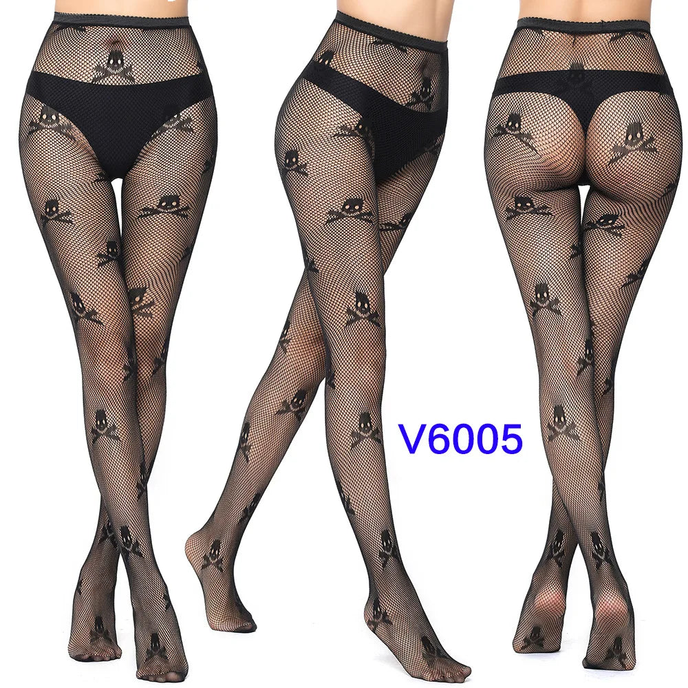Nylon Spandex Jacquard Patterned Fishnet Pantyhose Tights