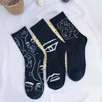 Cotton Blend Abstract Graphic Crew Socks