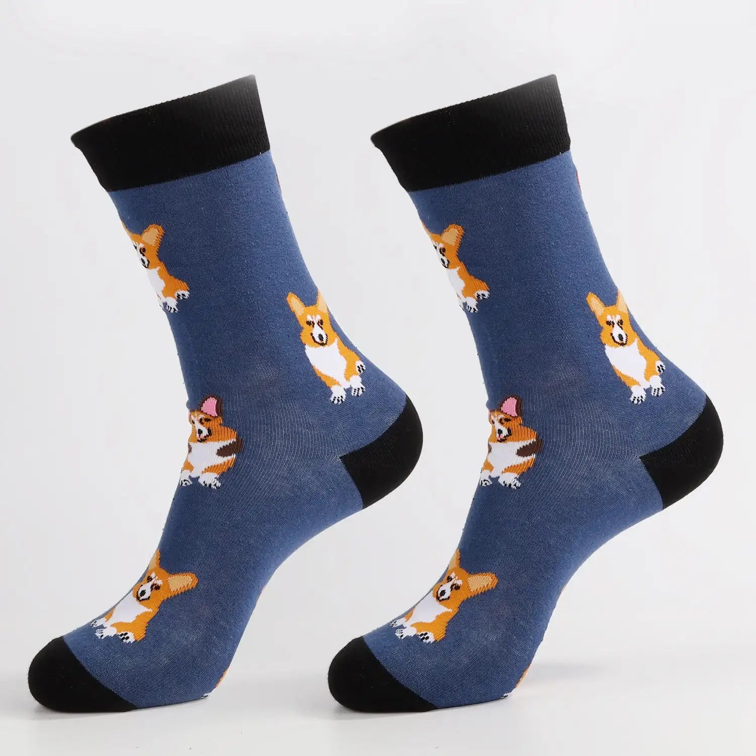 Cotton Blend Corgi Pattern Mid Calf Unisex Socks