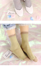 Cotton Blend Glitter Knit Women Casual Crew Socks