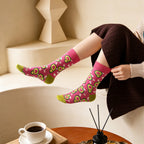 Cotton Blend Mid Calf Avocado Print Womens Socks