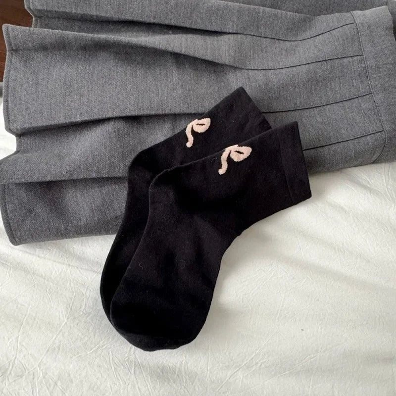Cotton Bow Detail Crew Socks - 16