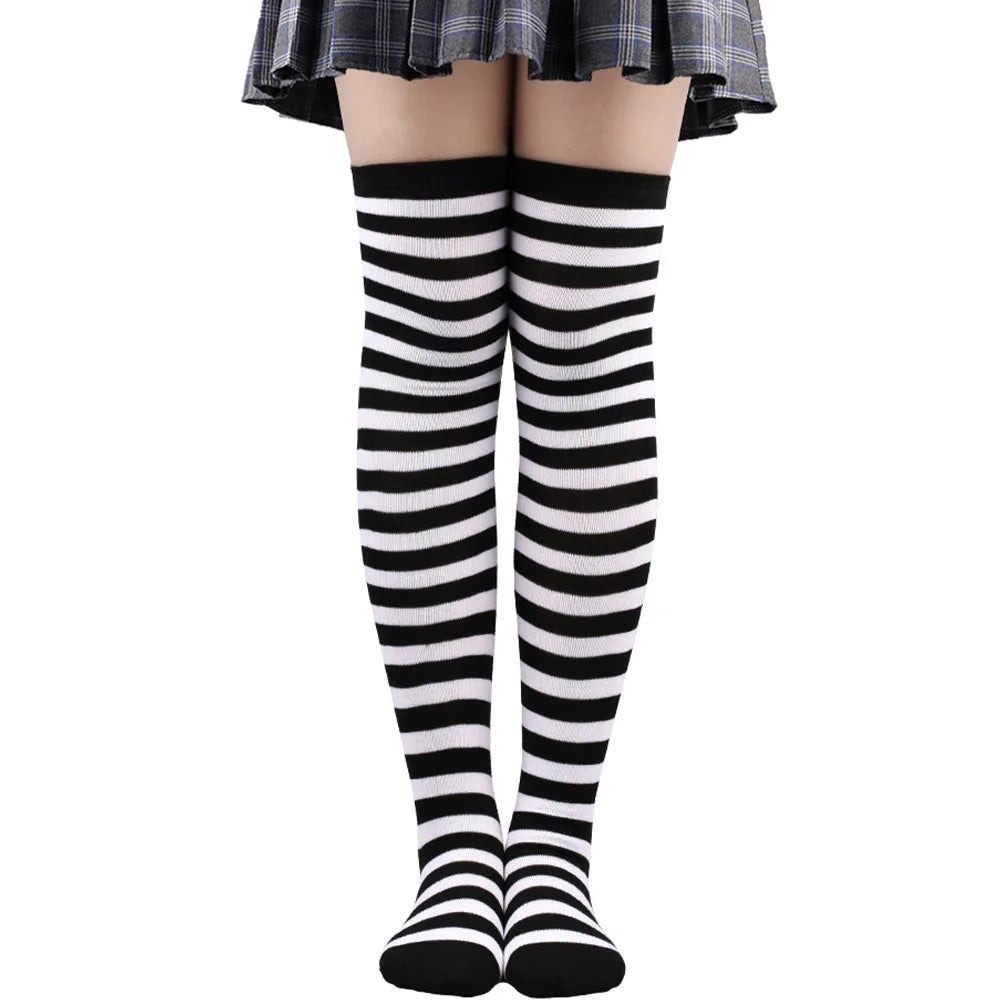 Polyester Spandex Striped Knee High Socks - 1